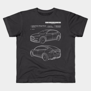 Tesla Model X Body Patent Art Kids T-Shirt